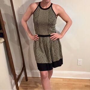 Parker black and gold metallic dress